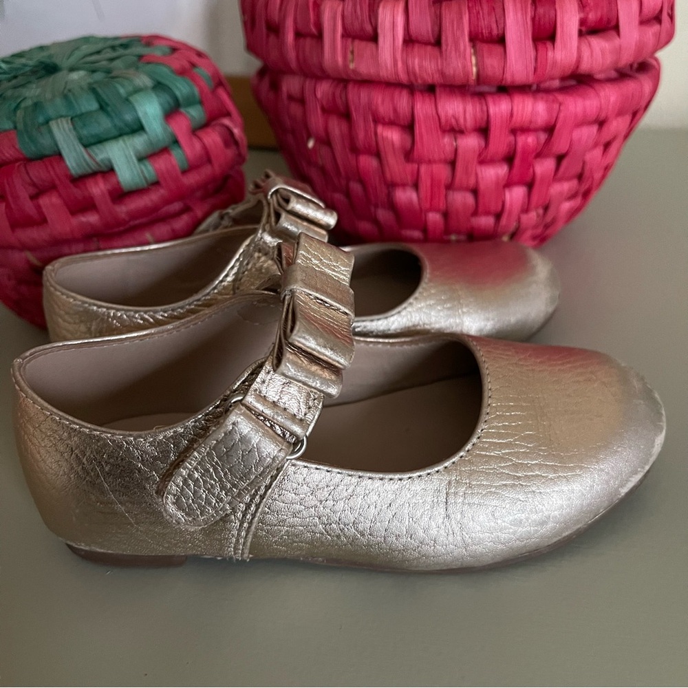 Elephantito Charlotte Mary Jane gold shoes toddler girl size 8